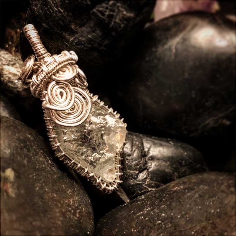 topaz wire wrapped pendant